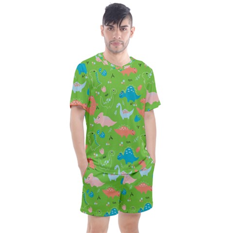 Funny Dinosaur Men s Mesh Tee And Shorts Set by SychEva