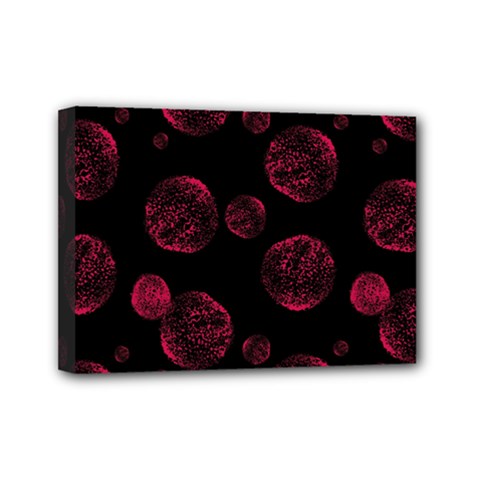 Red Sponge Prints On Black Background Mini Canvas 7  X 5  (stretched) by SychEva