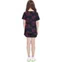 Red Sponge Prints On Black Background Kids  Tee and Sports Shorts Set View2