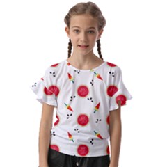 Slices Of Red And Juicy Watermelon Kids  Cut Out Flutter Sleeves by SychEva