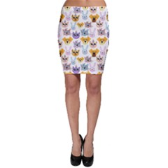 Funny Animal Faces With Glasses On A White Background Bodycon Skirt by SychEva