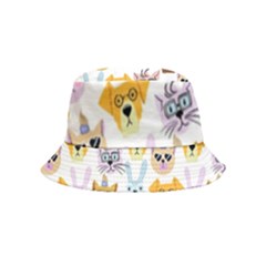 Funny Animal Faces With Glasses On A White Background Bucket Hat (kids) by SychEva