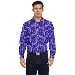 Digital Waves Men s Long Sleeve Pocket Shirt  by Sparkle