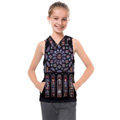 Chartres-cathedral-notre-dame-de-paris-amiens-cath-stained-glass Kids  Sleeveless Hoodie by Sudhe