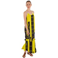 Skyline-city-building-sunset Cami Maxi Ruffle Chiffon Dress by Sudhe