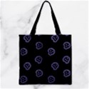 Purple Skulls On Dark Background Zipper Grocery Tote Bag View2