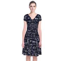 Science-albert-einstein-formula-mathematics-physics-special-relativity Short Sleeve Front Wrap Dress by Sudhe