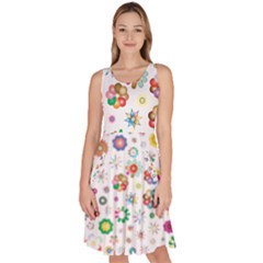 Flower Floral Pattern Knee Length Skater Dress With Pockets by Sudhe