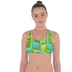 Background-color-texture-bright Cross String Back Sports Bra by Sudhe