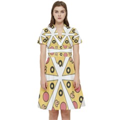 Pizza-slice-food-italian Short Sleeve Waist Detail Dress by Sudhe