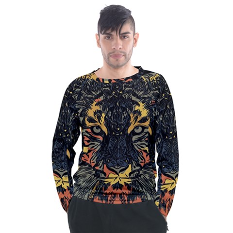 Tiger-predator-abstract-feline Men s Long Sleeve Raglan Tee by Sudhe