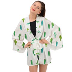 Funny Cacti With Muzzles Long Sleeve Kimono by SychEva