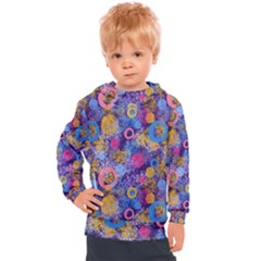 Multicolored Splashes And Watercolor Circles On A Dark Background Kids  Hooded Pullover by SychEva