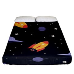 Cosmos Rockets Spaceships Ufos Fitted Sheet (king Size) by Amaryn4rt