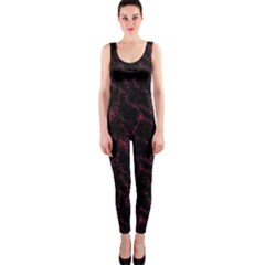 Pink Abstract Flowers With Splashes On A Dark Background  Abstract Print One Piece Catsuit by SychEva