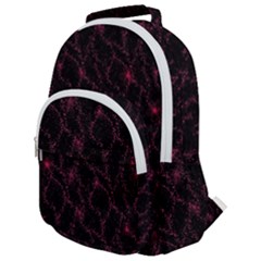 Pink Abstract Flowers With Splashes On A Dark Background  Abstract Print Rounded Multi Pocket Backpack by SychEva