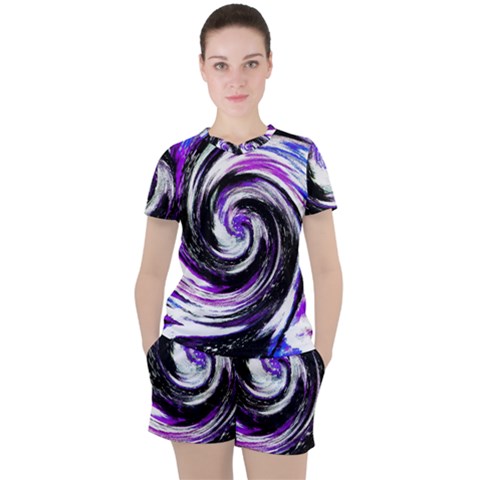 Canvas-acrylic-digital-design Women s Tee And Shorts Set by Amaryn4rt