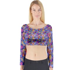 Multicolored Circles And Spots Long Sleeve Crop Top by SychEva