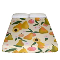 Yellow Juicy Pears And Apricots Fitted Sheet (queen Size) by SychEva