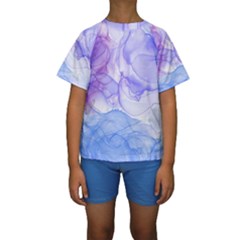 Purple And Blue Alcohol Ink  Kids  Short Sleeve Swimwear by Dazzleway