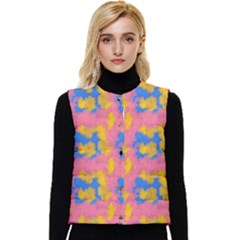 Abstract Painting Women s Short Button Up Puffer Vest by SychEva