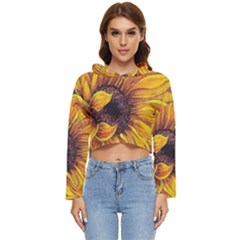 Sunflower Women s Lightweight Cropped Hoodie by Sparkle