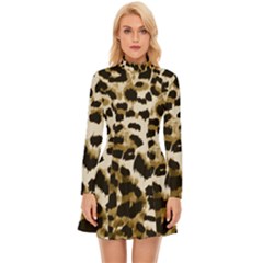 Leopard-print 2 Long Sleeve Velour Longline Dress by skindeep