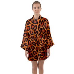 Leopard-print 3 Long Sleeve Satin Kimono by skindeep