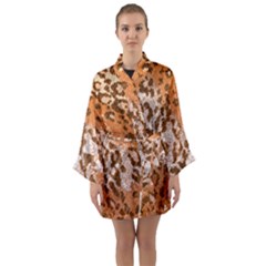 Leopard-knitted Long Sleeve Satin Kimono by skindeep