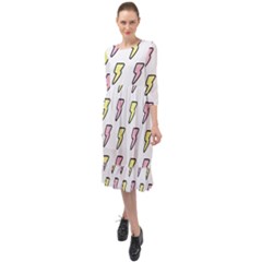 Pattern Cute Flash Design Ruffle End Midi Chiffon Dress by brightlightarts