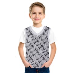 8 Bit Newspaper Pattern, Gazette Collage Black And White Kids  Basketball Tank Top by Casemiro