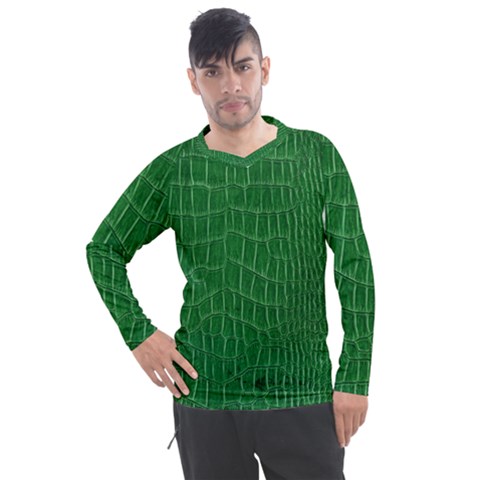 Crocodile Leather Green Men s Pique Long Sleeve Tee by skindeep