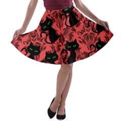 Halloween Cats A-line Skater Skirt by NerdySparkleGoth