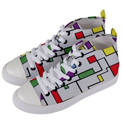 Colorful Rectangles Women s Mid-top Canvas Sneakers by LalyLauraFLM