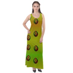 Sun Flowers For Iconic Pleasure In Pumpkin Time Sleeveless Velour Maxi Dress by pepitasart