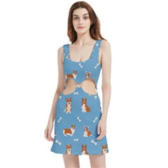 Cute Corgi Dogs Velvet Cutout Dress by SychEva