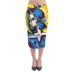 Blue Bird-1-4 Velvet Midi Pencil Skirt by bestdesignintheworld