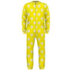 Purple Hearts On Yellow Background Onepiece Jumpsuit (men)  by SychEva