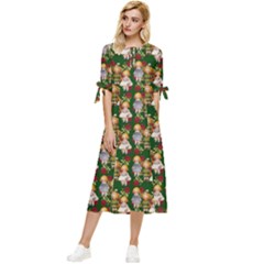 Dindollygreen Bow Sleeve Chiffon Midi Dress by snowwhitegirl