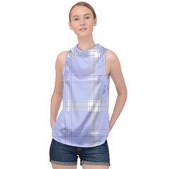 Lighblu Plaid High Neck Satin Top by snowwhitegirl