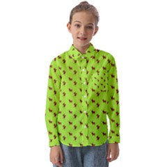 Kawaii Cute Deer Green Kids  Long Sleeve Shirt by snowwhitegirl