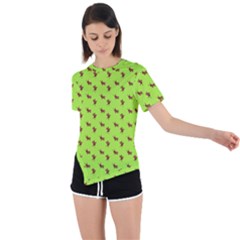 Kawaii Cute Deer Green Asymmetrical Short Sleeve Sports Tee by snowwhitegirl