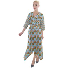 Girl Blue Quarter Sleeve Wrap Front Maxi Dress by snowwhitegirl