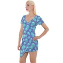 Blue Dandelions  Cute Plants Short Sleeve Asymmetric Mini Dress View1