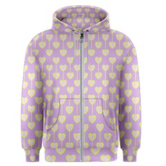 Yellow Hearts On A Light Purple Background Men s Zipper Hoodie by SychEva