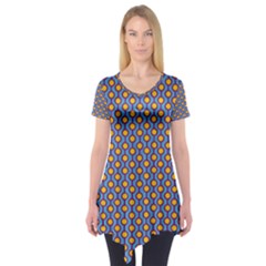 Yellow Circles On A Purple Background Short Sleeve Tunic  by SychEva