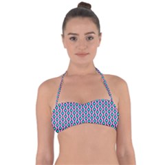 Blue Circles On Purple Background Geometric Ornament Halter Bandeau Bikini Top by SychEva