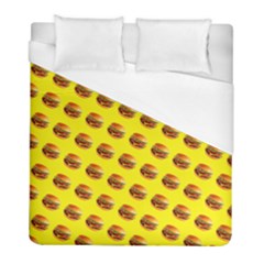 Vector Burgers, Fast Food Sandwitch Pattern At Yellow Duvet Cover (full/ Double Size) by Casemiro