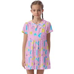 Arcade Dreams Pink Kids  Asymmetric Collar Dress by thePastelAbomination