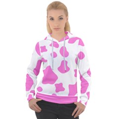 Pink Cow Spots, Large Version, Animal Fur Print In Pastel Colors Women s Overhead Hoodie by Casemiro